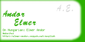 andor elmer business card